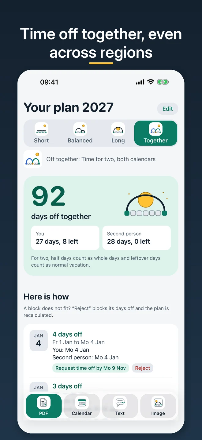 “Off together” plan for two people from Bavaria and Berlin
