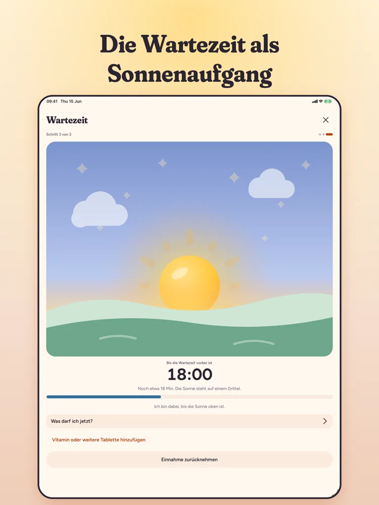Die Wartezeit als Sonnenaufgang auf dem iPad