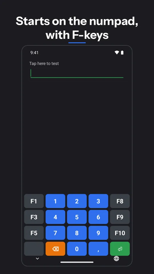 POS Keyboard: Starts on the numpad, with F-keys