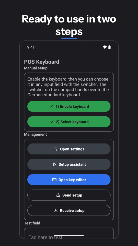 POS Keyboard: Ready to use in two steps