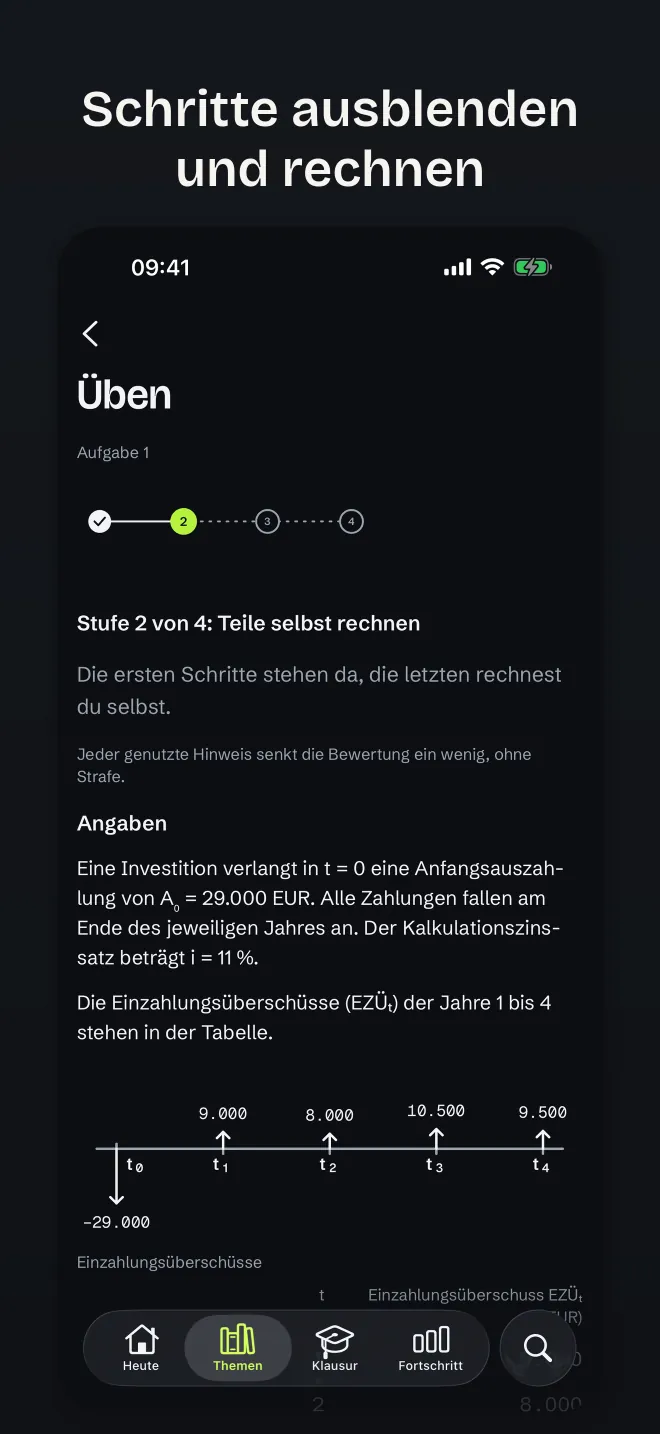 Trainer: Schritte ausblenden und selbst rechnen
