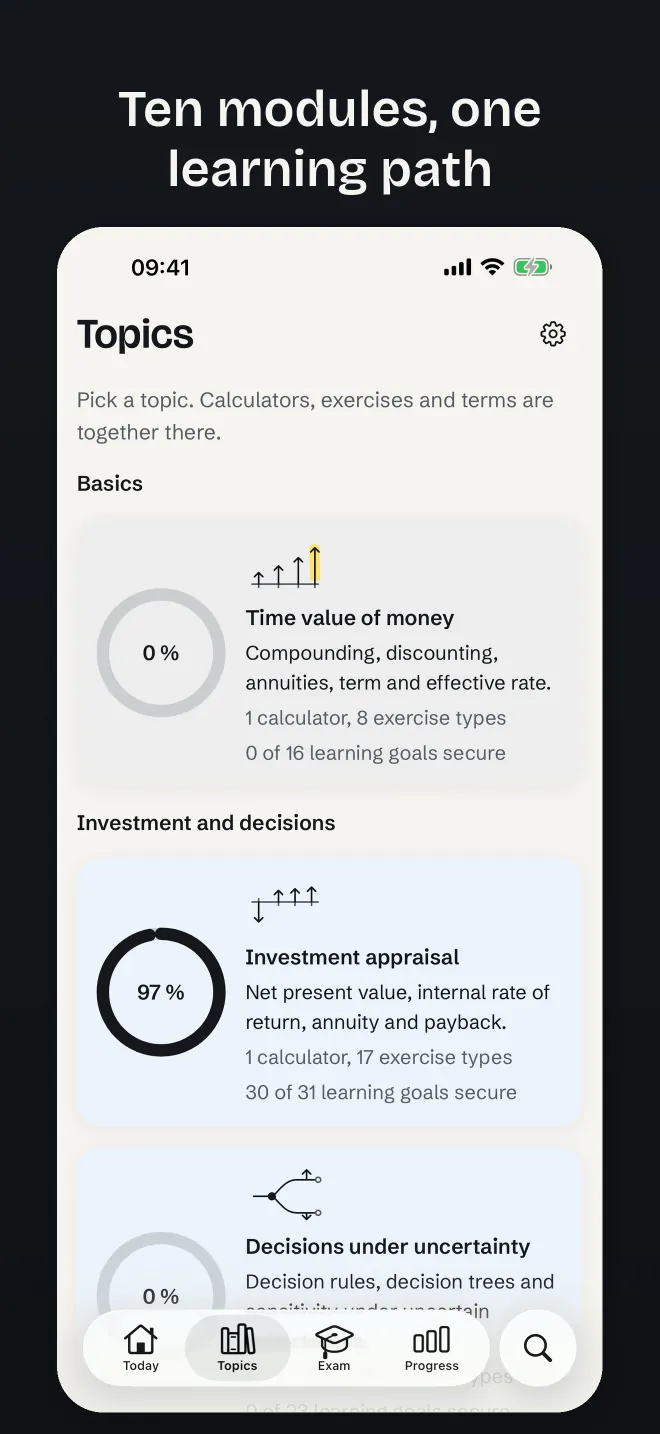 Topic overview: ten modules, one learning path